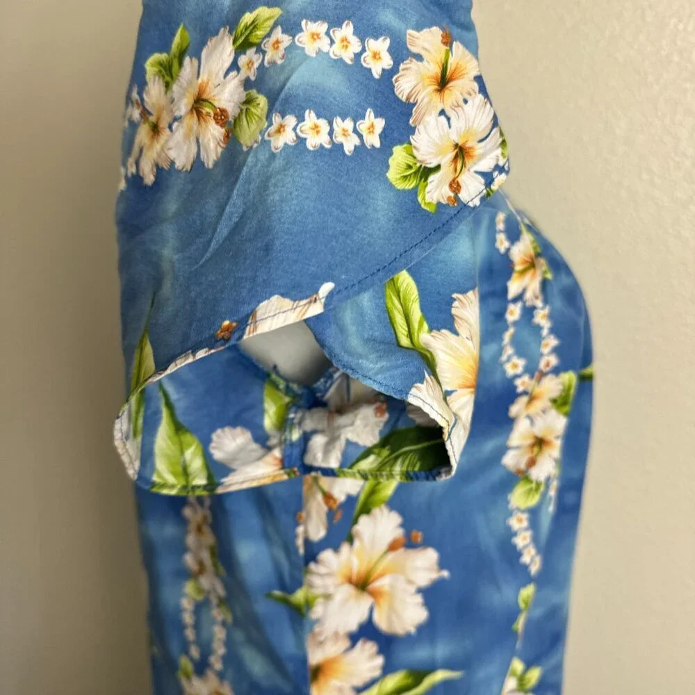 Authentic Made in Hawaii MuMu Kaftan Midi Dress Floral Ruffle Sz M - Picture 6 of 9